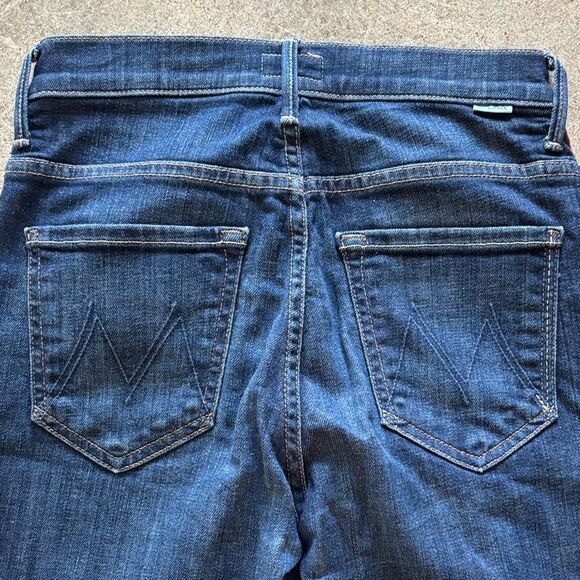 MOTHER Dark Blue Flare Jeans with Red Accents - Picture 9 of 13